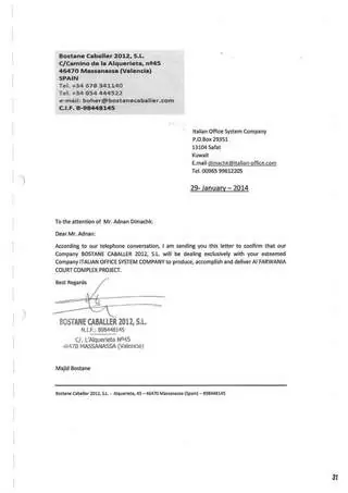 Bostane Caballer 2012, S.L. certificate